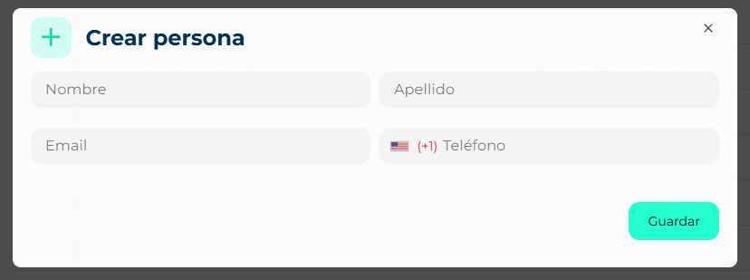 Create person form with First name, Last name, Email and Phone