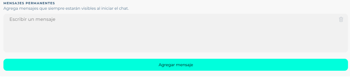 Permanent messages block with a text field and the Add message button
